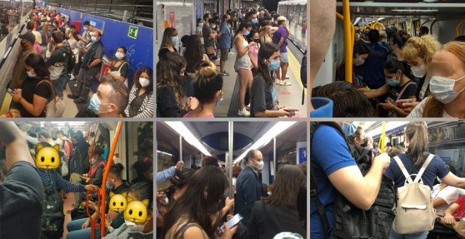 Clamor en las redes por las aglomeraciones en el Metro de Madrid en pleno repunte de contagios