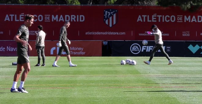 Entrenamiento del Atlético antes de medirse al Huesca