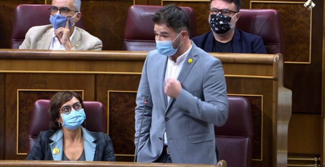 Rufián dice que a Felipe VI solo le votó Franco y que es el diputado número 53 de Vox