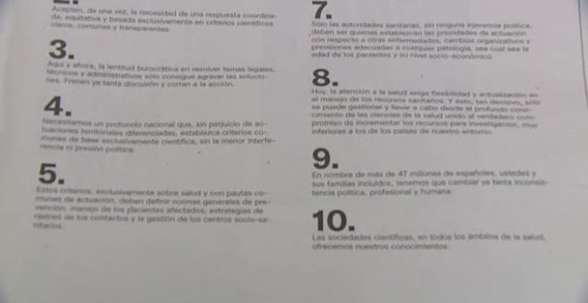 Manifiesto científico dirigido a Sánchez y a los presidentes autonómicos