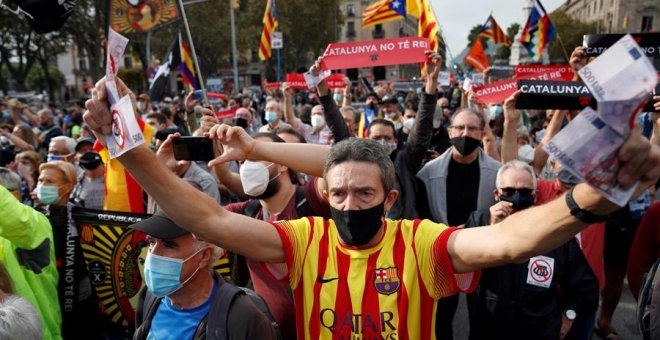 La protesta independentista por la visita del rey a Barcelona, en imágenes