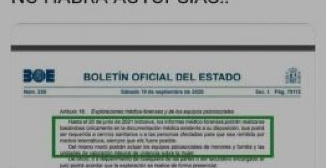 Bulocracia - El bulo de que "no habrá autopsias hasta el 20 de junio de 2021"