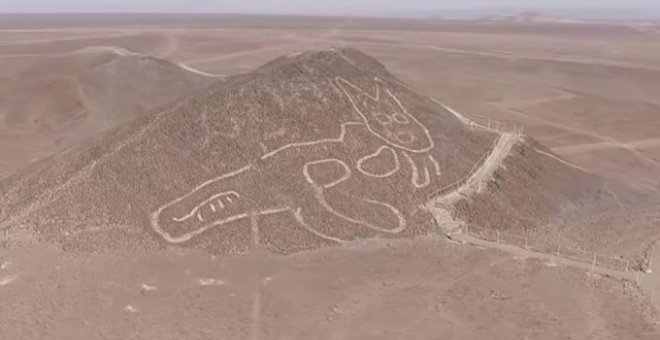 Hallan el dibujo de un gato de 37 metros y 1.500 años de antigüedad