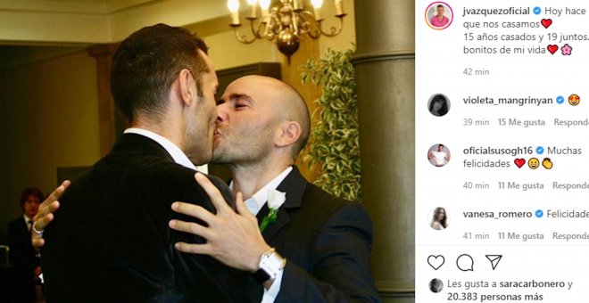 Jesús Vázquez y Roberto Cortés celebran sus 15 años de matrimonio