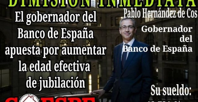 Pensionistas piden la dimisión del Gobernador del Banco de España