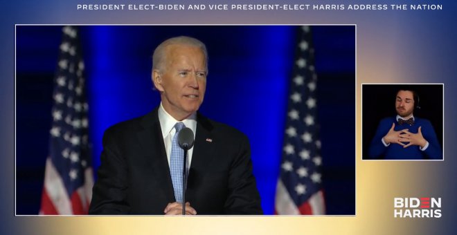 Joe Biden da su primer discurso como nuevo presidente electo de los Estados Unidos