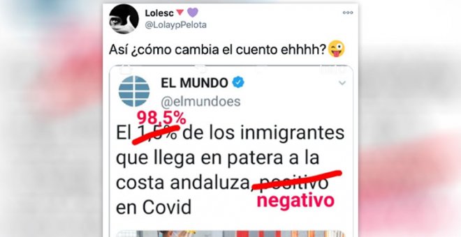 ¿1,5% de positivos o 98,5% de negativos? Críticas a una noticia de 'El Mundo' sobre los contagios entre migrantes