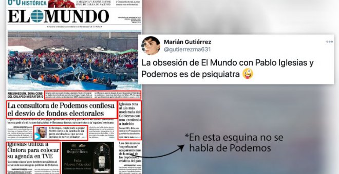 "Última hora: en 'El Mundo' hay un cachito de la portada que NO critica a Unidas Podemos"