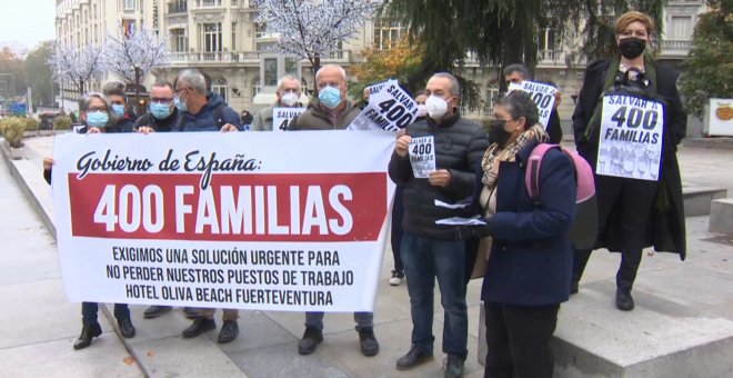 Concentración de trabajadores de un hotel de Fuerteventura