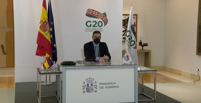 Sánchez asiste a la reunión del G-20 de forma telemática