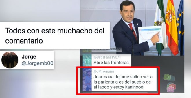 El comentario de un tuitero en la comparecencia del presidente de Andalucía que arrasa en las redes