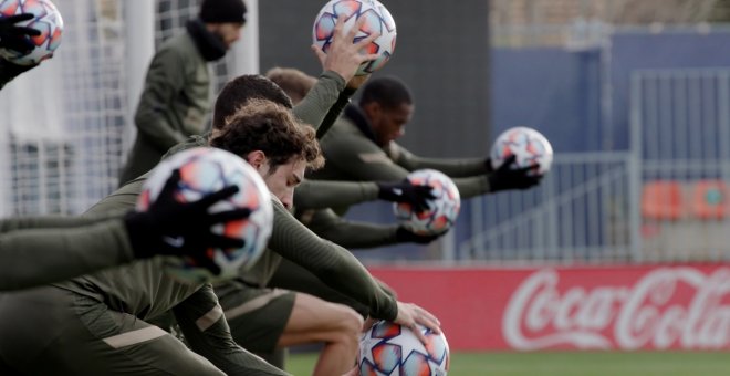 El Atlético se entrena pensando en el duelo de Champions