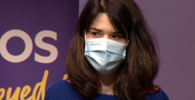 Isa Serra comparece en rueda de prensa desde la sede de Podemos