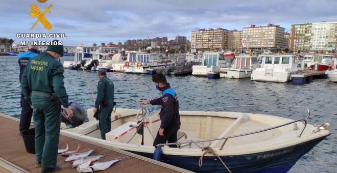 Intervenida una embarcación tras sorprender a dos furtivos habituales pescando con palangre en El Sardinero