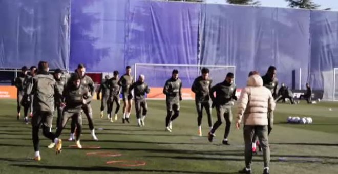 Último entrenamiento del Atlético antes del duelo copero ante el Cornellá