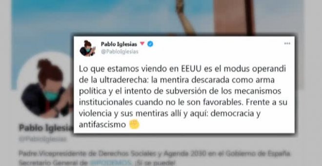 Sánchez y Casado muestran su preocupación y defienden la democracia en EEUU