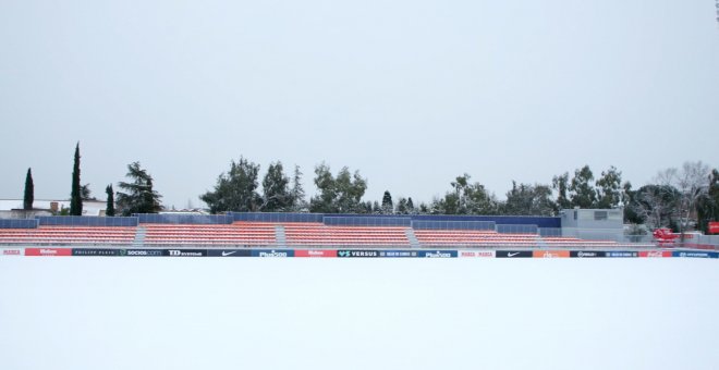 El Atlético de Madrid entrena en el gimnasio a causa de la nieve