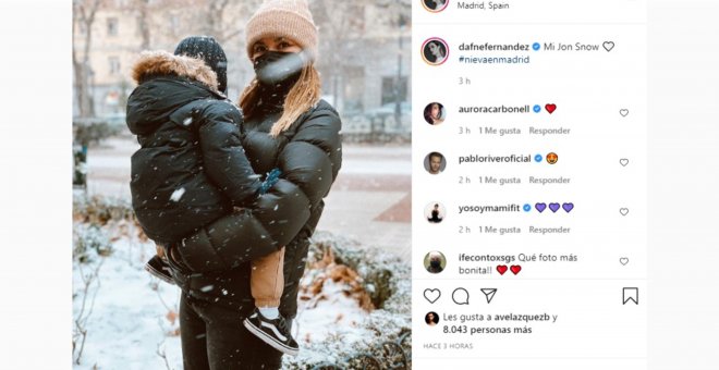 Dafne Fernández comparte la fotografía más tierna con su hijo Jon en la nieve