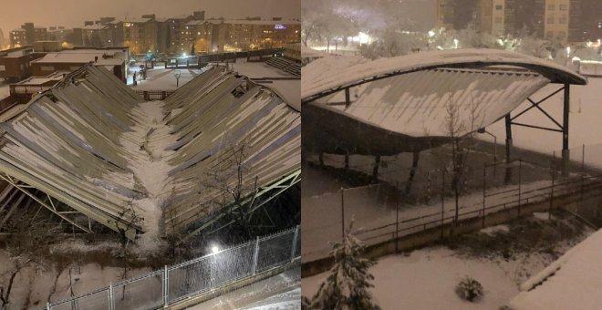 La nieve hunde la cubierta de dos pistas polideportivas en colegios de Toledo