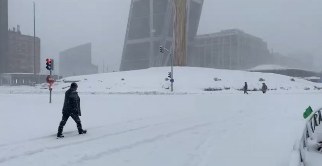 Grandes acumulaciones de nieve en Madrid por la borrasca 'Filomena'