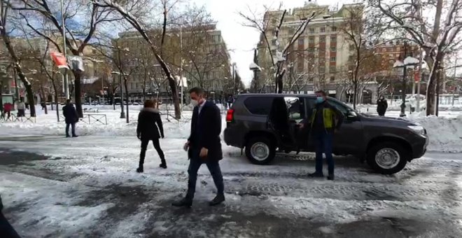 Llegada de Sánchez a la reunión para evaluar la situación provocada por Filomena