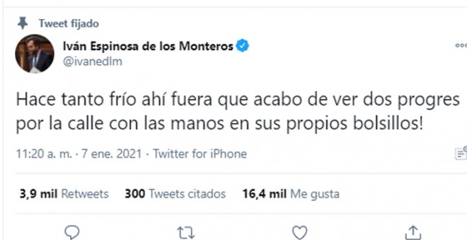 "Arévalo ha vuelto": el chiste de Espinosa de los Monteros que ha avergonzado a medio Twitter
