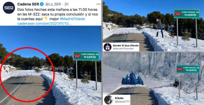 Críticas (y cachondeo) con una foto que pone en duda la gestión del temporal de nieve en Madrid