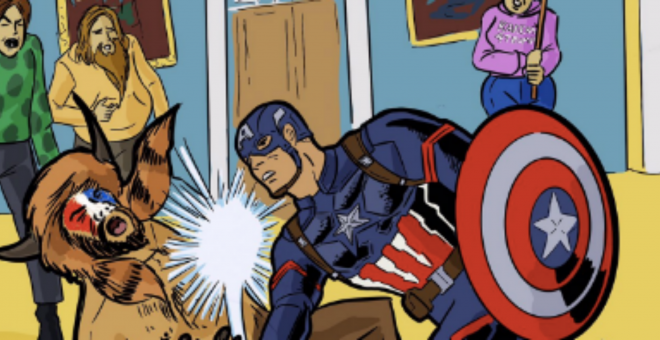 Capitán América contra los asaltantes del Capitolio