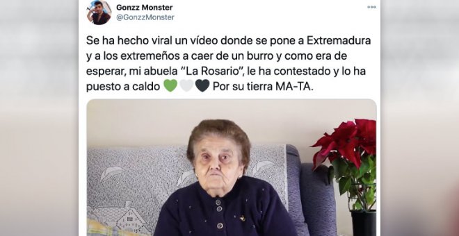 Una abuela se hace viral por su vídeo destrozando a un 'youtuber' y su monólogo sobre Extremadura
