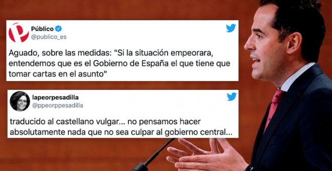 Aguado dice que no quieren tomar más medidas contra la covid y los tuiteros traducen sus palabras al castellano