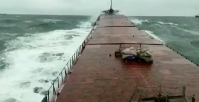 Una impresionante ola partió el buque carguero que se hundió en el Mar Negro