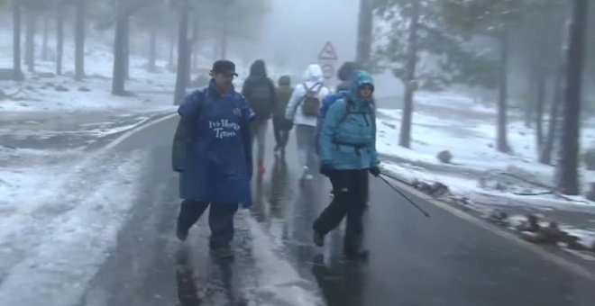 El temporal causa fuertes nevadas en la cumbre de Gran Canaria