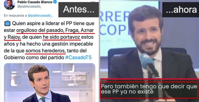 Hoy, en 'tuits que han envejecido mal': cuando Casado se proclamaba orgulloso "heredero" del PP de Rajoy