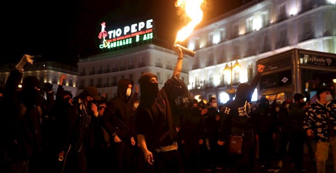Las fotografías de la protesta por Hasél en Madrid