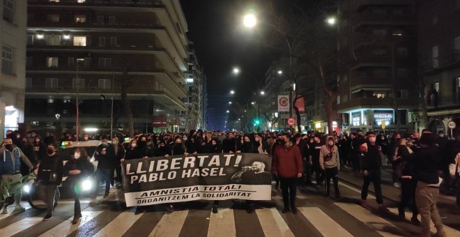 Jornada de protestas en Lleida para pedir la libertad de Pablo Hasel