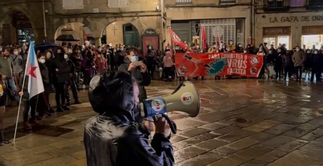 Protesta en Santiago de Compostela en apoyo a Pablo Hasel