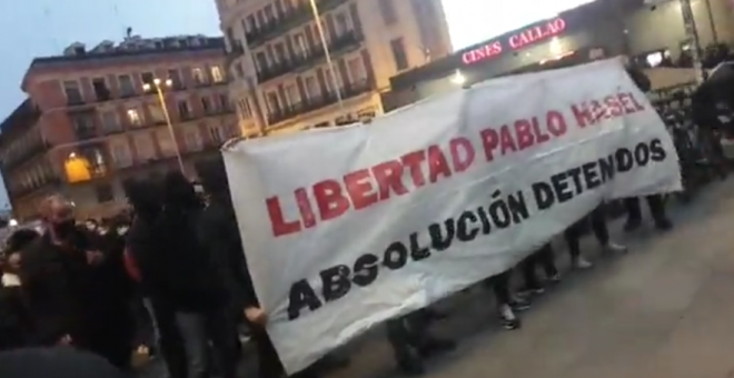 DIRECTO | Concentración en Madrid por la libertad de Pablo Hasél y por los detenidos en la protesta del miércoles