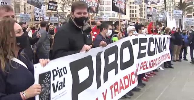 Protesta del sector pirotécnico en Valencia