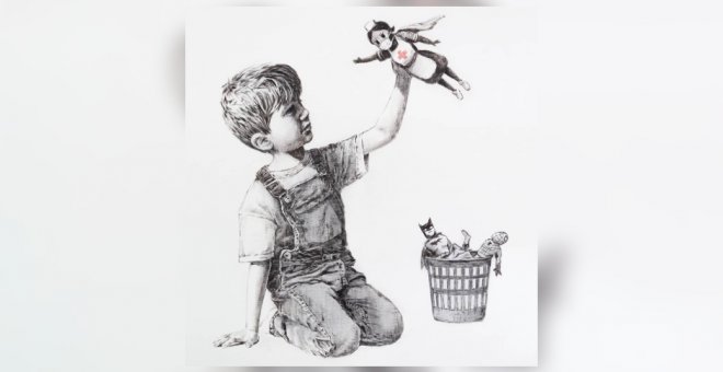 Banksy alcanza su récord en la subasta de la obra dedicada a los sanitarios