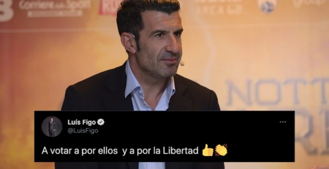 Luis Figo apoya a Ayuso y a la "libertad" y los tuiteros le recuerdan su lío con Hacienda