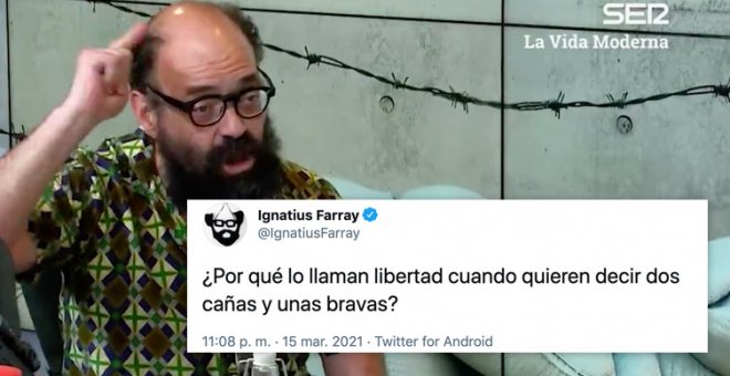 "¿Por qué lo llaman libertad cuando quieren decir dos cañas y unas bravas?": la reflexión de Ignatius sobre el lema de Ayuso