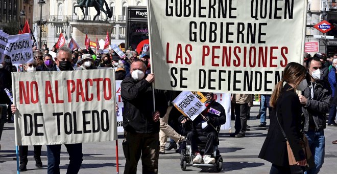 Cientos de manifestantes protestan en Madrid contra la privatización de las pensiones