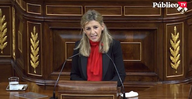 Yolanda Díaz: "Querría despedirme con todo el cariño de mi amigo, Pablo Iglesias: quiero darte las gracias"