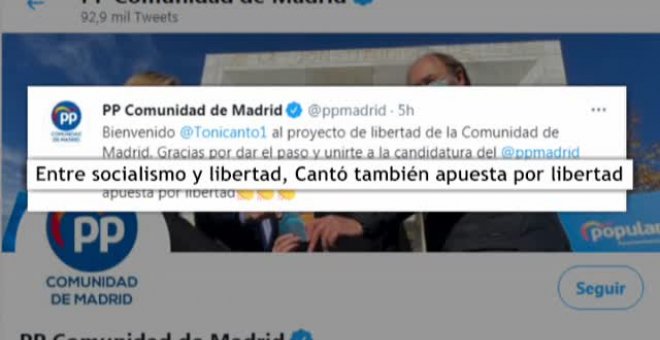 Toni Cantó ficha como independiente en el PP de Ayuso para las elecciones del 4M en Madrid