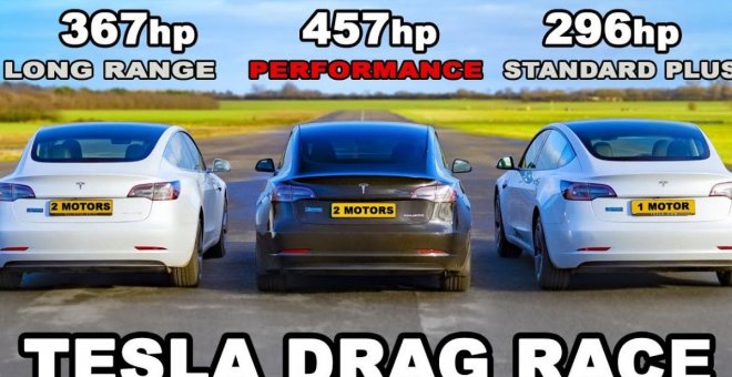 Duelo de aceleración entre las 3 versiones del Tesla Model 3, con sorpresa incluida
