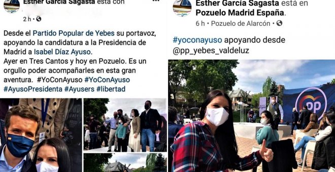 Una portavoz del PP en Guadalajara se salta el cierre perimetral para asistir a dos mítines de Ayuso en Madrid