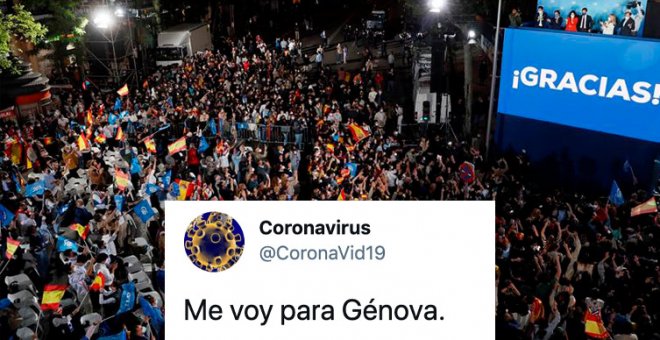 "Maemía el 8M": críticas por las celebraciones sin distancias de seguridad ante la sede del PP