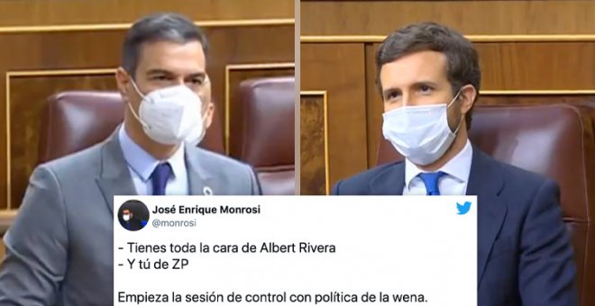 Sánchez le dice a Casado que "se le está poniendo cara de Rivera" y este replica que a él, de Zapatero: "Nivel patio de colegio plus"