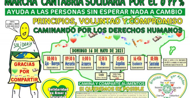 La marcha solidaria por el 0,77 camina en favor de los Derechos Humanos desde Ajo hasta Santoña este domingo