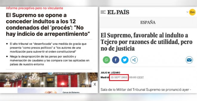 Dos noticias se entienden mejor juntas: el Supremo y su postura sobre los indultos del 'procés' y de Tejero